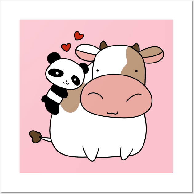 Panda Loves Cow Wall Art by saradaboru